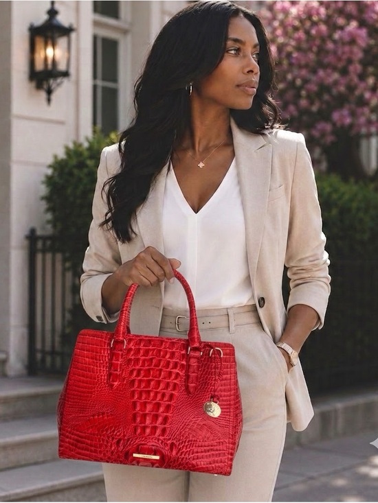 Brahmin Handbags - Brahmin Small Finley Satchel Sriracha Red Melbourne Leather